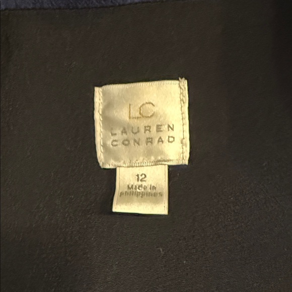 LC Lauren Conrad Open Front Black Blazer with Blue Lapel Size 12 - Picture 2 of 4